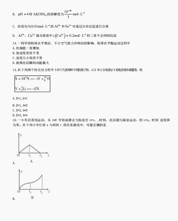 2023高考全国甲卷理综真题(高清图片版)