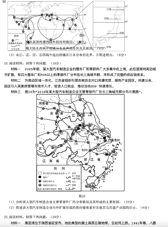 2022高考江苏卷地理真题及答案_高考文综试卷